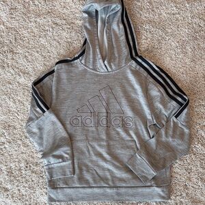 Adidas Heather Gray Hoodie with Black Accents
